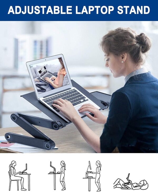 New Design Double Fan Adjustable Laptop Stand with Mouse Pad - Image 10