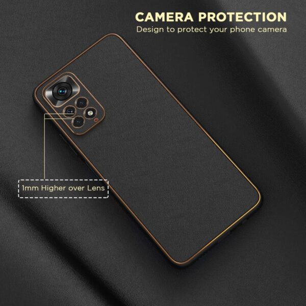 Redmi Note 10/11 Series Luxury Gold Electroplating Leather Chrome Case - Image 5
