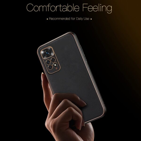 Redmi Note 10/11 Series Luxury Gold Electroplating Leather Chrome Case - Image 4