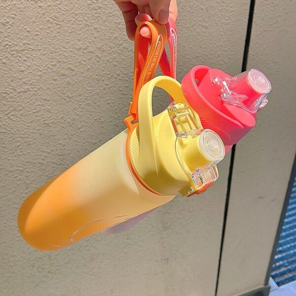 1000ml Water Bottle Matte Rainbow Gradient Plastic Sports Drink Bottle - Image 11