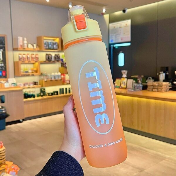 1000ml Water Bottle Matte Rainbow Gradient Plastic Sports Drink Bottle - Image 12
