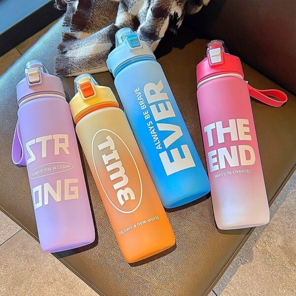 1000ml Water Bottle Matte Rainbow Gradient Plastic Sports Drink Bottle - Image 17