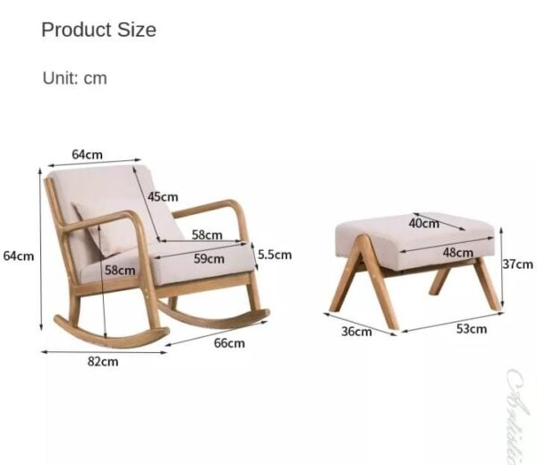 Nordic lounge rocking chair with footrest - Image 10