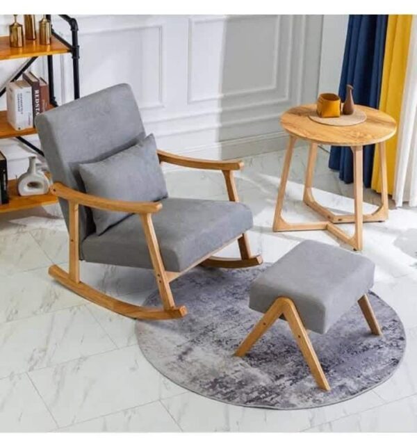 Nordic lounge rocking chair with footrest - Image 8
