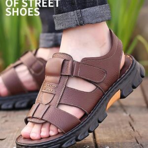 Italian Style Open shoes Outdoor Ergonomic Non-slip Thick-soled Cowhide Leather Sandals